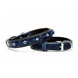 Doggie Mavi 2x35 40 cm Comfort Deri Nazar Boncuklu Köpek Medium Boyun Tasması