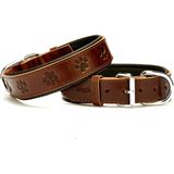 Doggie Medium Kahverengi 3.5x47 55 cm Comfort Deri Kemik Desenli Köpek Boyun Tasması