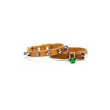Doggie Nazar Boncuklu Kedi Ve Küçük Irk Deri Köpek Tasması 1,0X23 Cm Camel Medium
