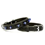Doggie Siyah 2x30 35 cm Comfort Deri Nazar Boncuklu Köpek Small Boyun Tasması