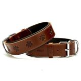Doggie Small Kahverengi 4x47 55 cm Comfort Deri Pati Desenli Köpek Boyun Tasması