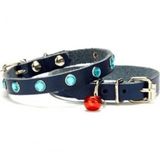 Doggie Tkt-12l 1.5x29 cm Deri Lacivert Taşlı Yavru Köpek Tasması