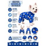 DOGİ&DOG Küçük Irk Blue Happy Dogs Köpek Kıyafeti Köpek Tulumu (1-10KG)