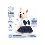 DOGİ&DOG Küçük Irk Fiyonk Detaylı Mini Jean Köpek Elbisesi Kedi Elbisesi Köpek Kıyafeti (1-10KG)