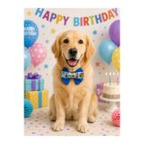 DOGİ&DOG Mavi Renk Doğum Günü Temalı Köpek Papyonu Kedi Papyonu (1-50KG)