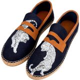 Dogo Erkek Vegan Lacivert Espadril - Uptown Tigers Navy Tasarım - Multi