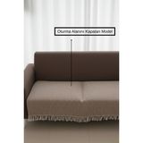 Dogo Home Naturalux Pamuklu Bohem Koltuk Oturma Yerini Kapatan Çekyat Berjer Örtüsü Şalı | 100X210 Kahverengi - 100 x 200 cm