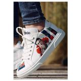 Dogo Kadın Vegan Deri Beyaz Viva la Vida Frida Kahlo Tasarım Sneakers