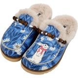 Dogo Kadın Vegan Deri Mavi Içi Peluş Terlik - Bunny Bloom Tasarım - Multi