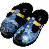 Dogo Kadın Vegan Deri Mavi Içi Peluş Terlik - Vincent Van Gogh The Starry Night Tasarım - Multi