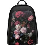Dogo Kadın Vegan Deri Siyah Sırt Çantası - Black Floral Tasarım - STN - Çok - Renkli