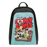 Dogo Kadın Vegan Deri Siyah Sırt Çantası - Warner Bros Looney Tunes The Toon Parade Tasarım