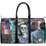 Dogo Unisex Vegan Deri Siyah Seyahat Çantası - I Need Art Tasarım - STN - Multi