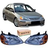 Doğru Ticaret Auto Parts Honda Civic Depo Ön Far Sağ+Sol Takımı 2002-2005 Model Uyumlu