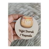 Doğrukan Hediyelik Bak Kavonozu Konsept Yenidoğan Doğum Günü Ahşap Taban Figürlü Magnet (10 Adet)