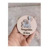 Doğrukan Hediyelik Mavi Çiçekli Balonlu Ayıcık Figürlü Ahşap Yenidoğan Doğum Günü Mevlüt Hediyelik (10 Adet)