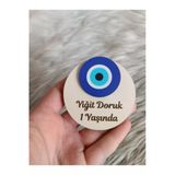 Doğrukan Hediyelik Nazar Boncuklu Ahşap Yenidoğan Doğum Günü Magnet Hediyelik(10 Adet)
