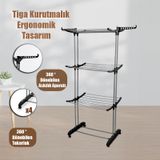 Doğrular Perilla Tiga Fits 3 Katlı Tekerlekli Çamaşır Kurutmalık Siyah