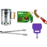 Doğu 5'li Mangal Aksesuar Seti Közmatik+Çıramatik+Tel Fırça+Maşa+Yelpaze