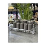 Doğudeko Arlo Koleksiyon 9 Parça Metal Cam Standlı Baharat Takımı Silver