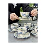 Doğudeko Lüx Porselen Vintage Garden 6 Lı Çay Fincan Takımı