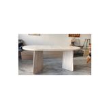 DOĞUKAN HOME Traverten oval yemek masası
