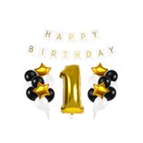 Doğum Günü Partisi Süslemeleri Seti, 20 Balon, 4 Yıldız Balon, 1 Rakam, Happy Birthday Afiş