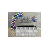 Doğum Günü Süsleme Seti Krom Balon, Balon Zinciri, Balon Standı, Masa Eteği, Folyo Bolon