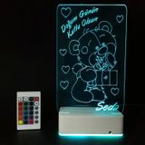 Doğum Gününe Özel Hediye 3D Ayıcık ve Kalpler Gece Led Lambası