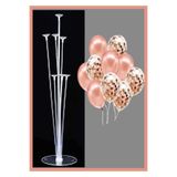 Doğumgünü Marketim 7'li Balon Standı, Rose Gold Balon İçi Konfeti ve 10 Adet Rose Gold, Şeffaf Balon Set