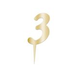 Doğumgünü Pleksi Rakam Gold 3 Rakamı Pasta Süsü