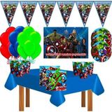 Doğumgünüparti Avengers Afişli Yenilmezler 16 Kişilik Doğum Günü Parti Süsleri Malzemeleri Seti Lüxavengers1