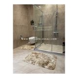 Doğuş Peluş Halı Batik Tavşan Bej Kaymaz Tabanlı 2'li Banyo Halısı Seti