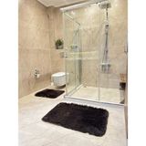 Doğuş Peluş Halı Tavşan Kahverengi Kaymaz Tabanlı 2'li Banyo Halısı Seti