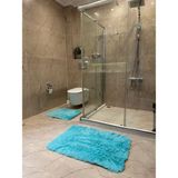 Doğuş Peluş Halı Tavşan Turkuaz Kaymaz Tabanlı 2'li Banyo Halısı Seti