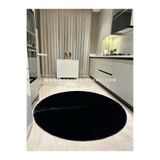 Doğuş Peluş Halı Ultra Soft Siyah Yumuşak Dokulu Peluş Halı Yuvarlak
