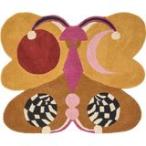 Doing Goods Melody Moon Oker Renkli Kelebek Figürlü Büyük Boy Yün Halı 85 x 100 cm - Standart