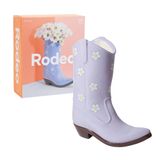 DOIY - Modern Dekoratif Vazo - Kovboy Tekne Tasarımı - Seramik - Çiçek Vazosu - Dekoratif Vazo - Renk Lila - 23x19,5x8,5 cm - 23x19,5x8,5 cm