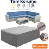 Dokaca Gri 300X160X80 Dış Mekan Mobilya Koruma Örtüsü Bahçe Mobilya Örtüsü Su ve Toz Geçirmez