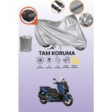 Dokaca Gri Arka Çanta Uyumlu Yamaha X-Max 250 Uyumlu Motor Brandası, Koruyucu Örtü