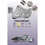 Dokaca Gri Harley-Davidson Road King Custom Flhrsı Uyumlu Motosiklet Brandası, Koruyucu Örtü, Motor Branda - Gri Arka Çanta ve Kilit Uyumsuz