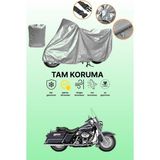 Dokaca Gri Harley-Davidson Road King Flhrı Uyumlu Motosiklet Brandası, Koruyucu Örtü, Motor Branda - Gri Arka Çanta ve Kilit Uyumsuz