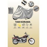 Dokaca Gri Harley-Davidson Softail Custom Fxstc Uyumlu Motosiklet Brandası, Koruyucu Örtü, Motor Branda - Gri Arka Çanta ve Kilit Uyumsuz