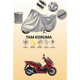 Dokaca Gri Honda PCX125 Uyumlu Motosiklet Brandası, Koruyucu Örtü, Motor Branda - Gri Arka Çanta ve Kilit Uyumsuz