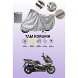 Dokaca Gri Honda PCX150 Uyumlu Motosiklet Brandası, Koruyucu Örtü, Motor Branda - Gri Arka Çanta ve Kilit Uyumsuz