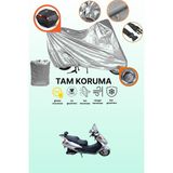 Dokaca Gri Kilit ve Arka Çanta Uyumlu Dorado Akida Scooter 150 Uyumlu Motosiklet Brandası, Koruma Örtüsü - Gri Arka Çanta ve Kilit Uyumlu