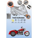 Dokaca Gri Kilit ve Arka Çanta Uyumlu Harley-Davidson Freewheeler Uyumlu Motosiklet Brandası, Koruma Örtüsü - Gri Arka Çanta ve Kilit Uyumlu