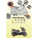 Dokaca Gri Kilit ve Arka Çanta Uyumlu Honda PCX150 Uyumlu Motosiklet Brandası, Koruma Örtüsü - Gri Arka Çanta ve Kilit Uyumlu
