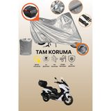 Dokaca Gri Kilit ve Arka Çanta Uyumlu Kuba Chia 125 Uyumlu Motosiklet Brandası, Koruma Örtüsü - Gri Arka Çanta ve Kilit Uyumlu