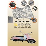 Dokaca Gri Kilit ve Arka Çanta Uyumlu Motolux Vintage 50 Uyumlu Motosiklet Brandası, Koruma Örtüsü - Gri Arka Çanta ve Kilit Uyumlu